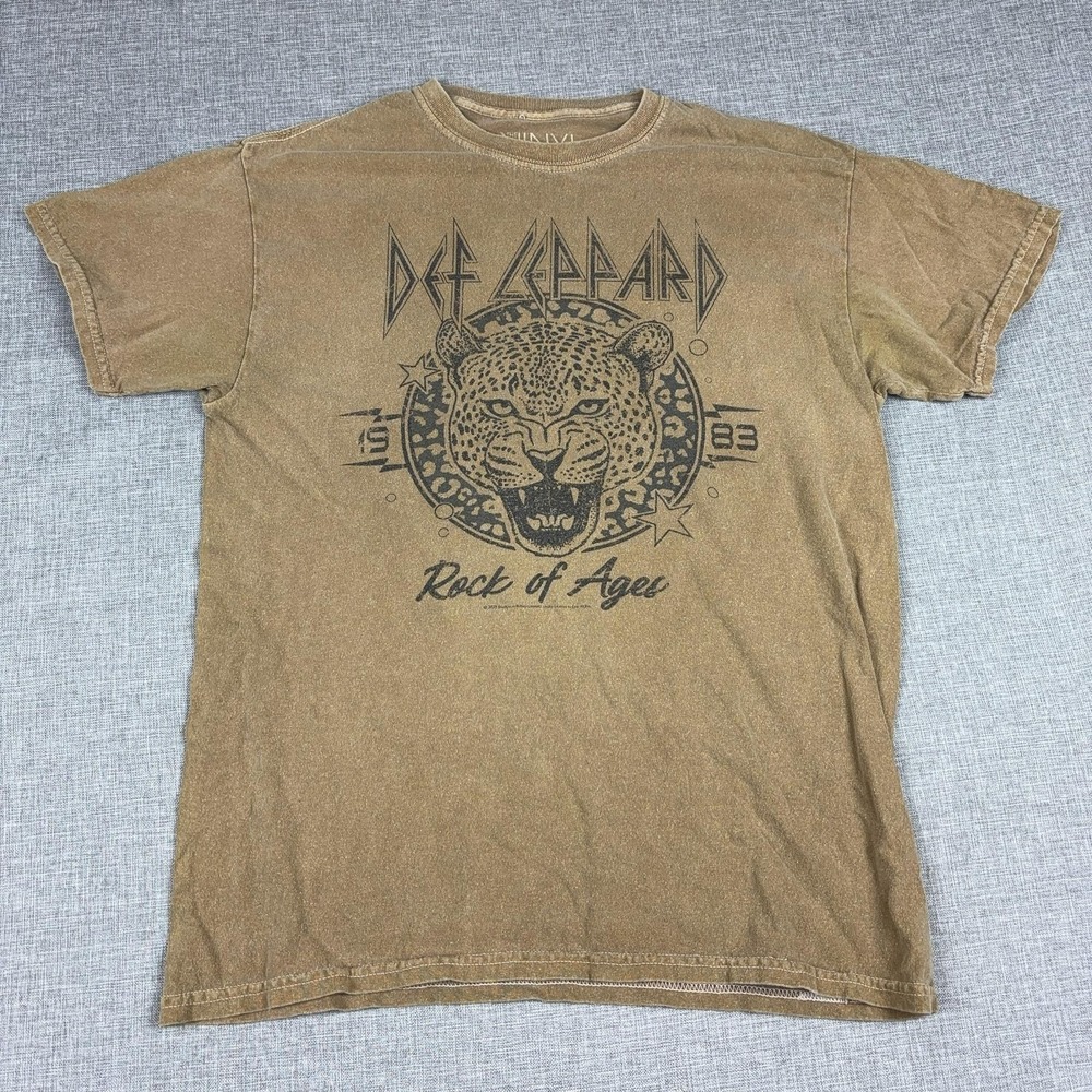 The Vinyl Icons Def Leppard Shirt Mens Small Brown Rock Of Ages Graphic Tee